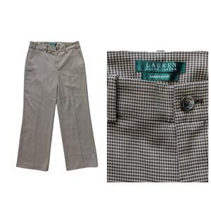 Lauren Ralph Lauren Houndstooth Sanderson Pants Womens 6 Brown Career Work